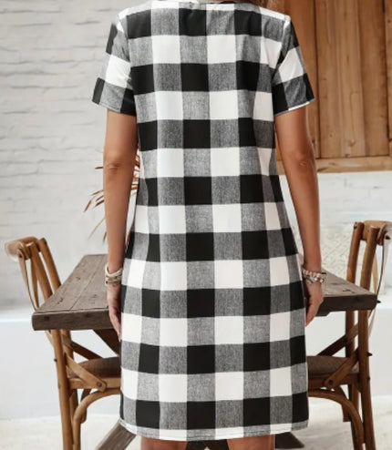 Elegant Plaid Midi Tent Dress