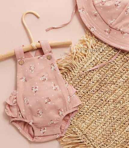 Kids Fashion Print Ruffle Sling Bodysuit