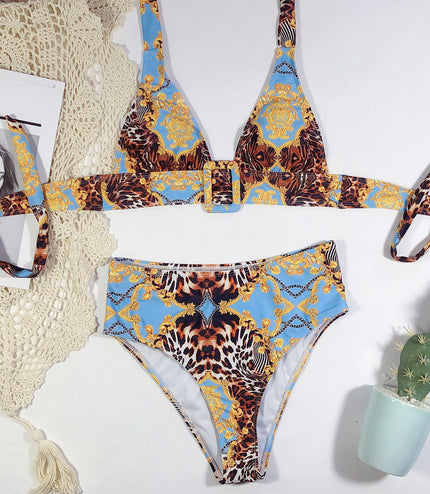 Printed halter bikini