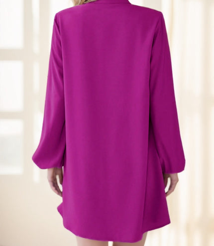 Round Neck Lantern Sleeve Shirt Dress