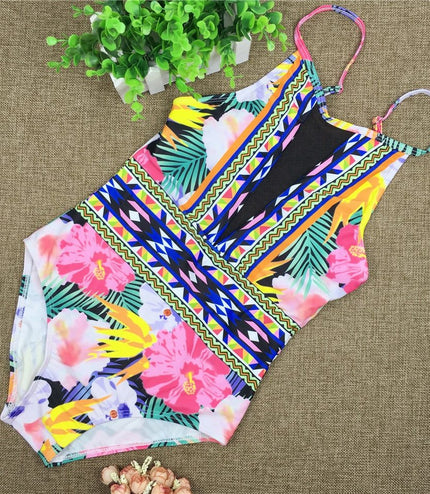 Sexy Mesh One Piece Swimsuit High Cut Swimwear Women Floral Bathing Suit Patchwork Bikini