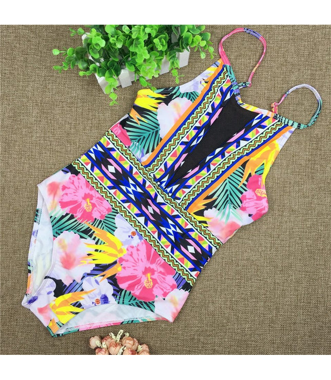 Sexy Mesh One Piece Swimsuit High Cut Swimwear Women Floral Bathing Suit Patchwork Bikini