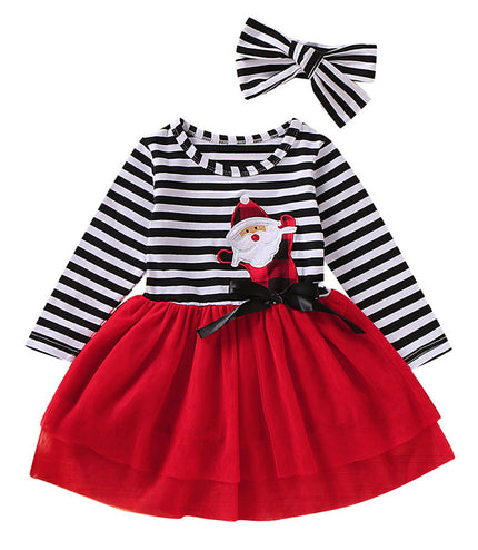 Striped Flower Santa Claus Mesh Skirt