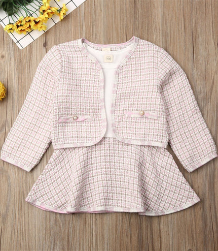 Long-sleeved Dresses Two-piece Children's Baby Small Incense Wind Suit