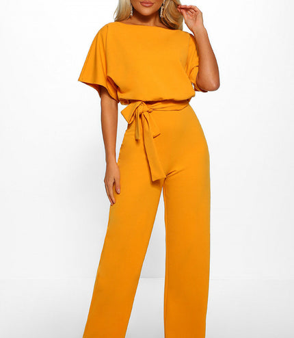 Button short sleeve women's jumpsuit