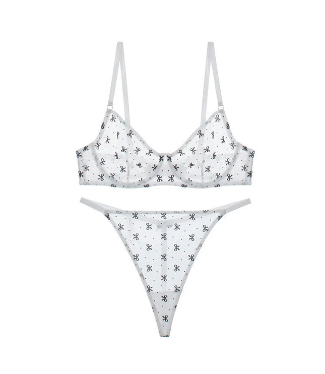 European And American Style High-grade Flocked Printed Ultra-thin Mesh Big Chest Makes You Look Smaller