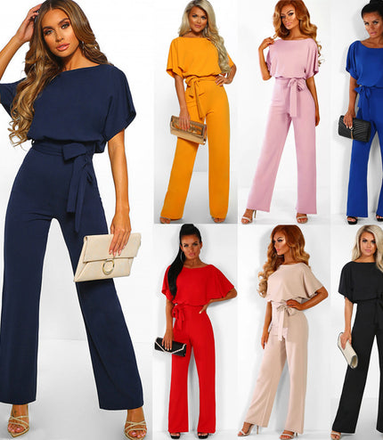 Button short sleeve women's jumpsuit