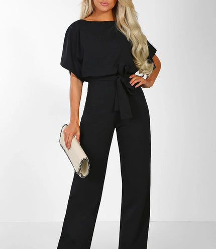 Button short sleeve women's jumpsuit