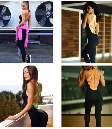 Workout Tracksuit For Women One Piece Sport Clothing Backless Sport Suit Running Tight Dance Sportswear Gym Yoga Women Set