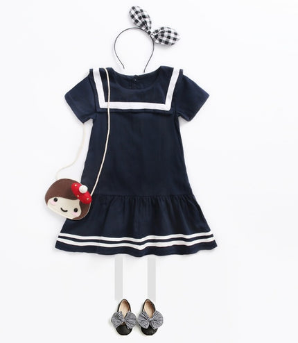 Sanlutoz Girls Clothes Summer Kids Dress For Girl Uniform Short Sleeve Girl Dress Cotton Toddler Fashion Brand New