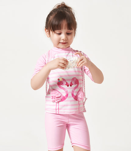 Girls' swimsuit, children's swimsuit,  sun protection split boxer printing hot spring swimsuit