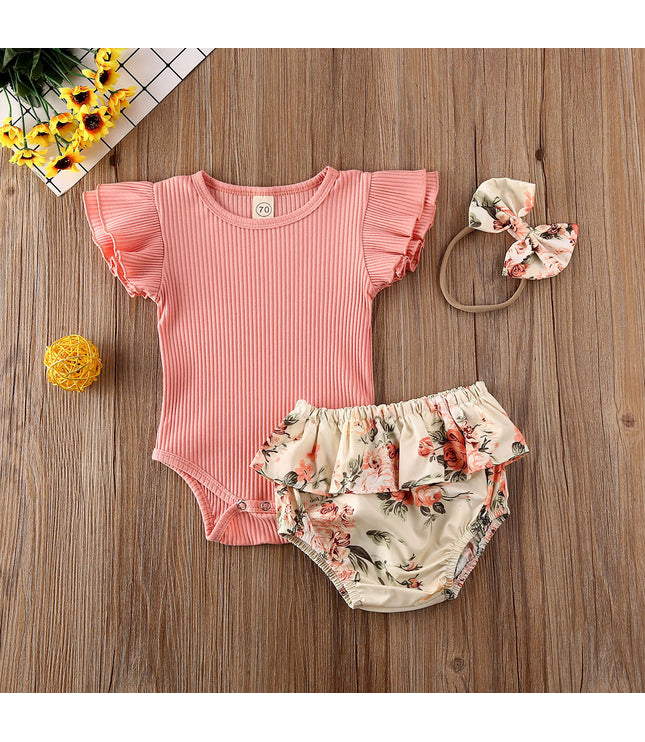 Short sleeve top print triangle creeper