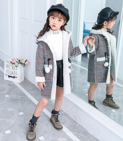 new foreign gas plus velvet jacket thick medium and large children version of the coat woolen coat