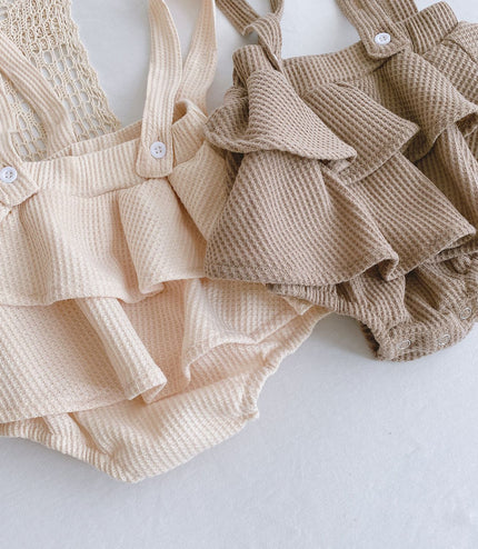 Baby Romper 0-2 Years Old Baby Clothes Baby Girl Foreign Style Pleated Lotus Leaf Sling Climber