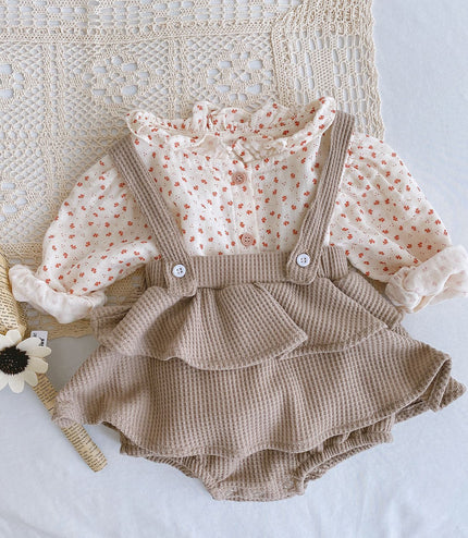 Baby Romper 0-2 Years Old Baby Clothes Baby Girl Foreign Style Pleated Lotus Leaf Sling Climber
