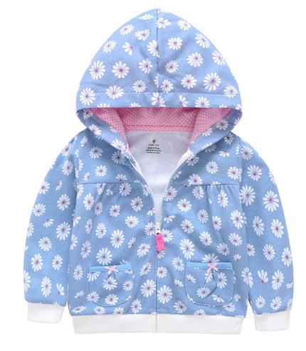 Girls Candy Color Hooded Zipper Coat Tops