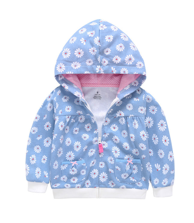 Girls Candy Color Hooded Zipper Coat Tops