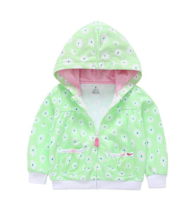 Girls Candy Color Hooded Zipper Coat Tops