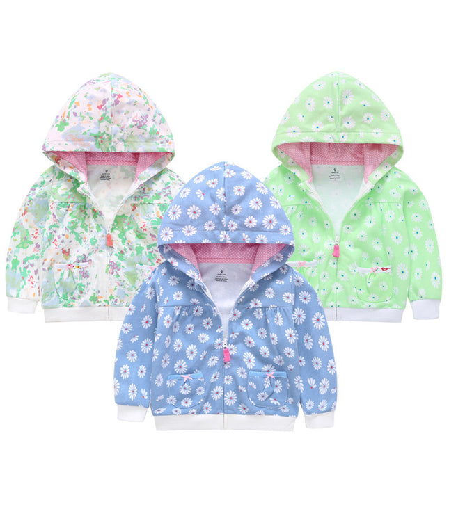 Girls Candy Color Hooded Zipper Coat Tops