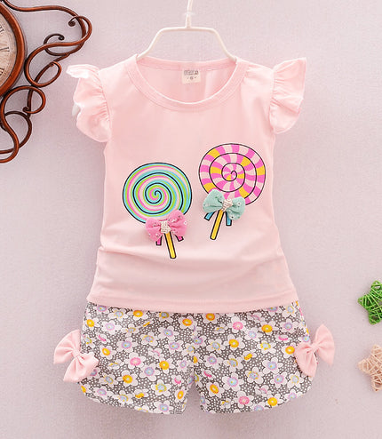 Girls Cartoon Two-Piece Children's Clothing Cotton Girls Issued On Behalf Of