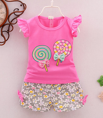 Girls Cartoon Two-Piece Children's Clothing Cotton Girls Issued On Behalf Of