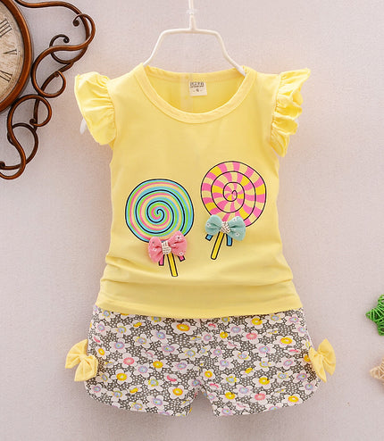 Girls Cartoon Two-Piece Children's Clothing Cotton Girls Issued On Behalf Of