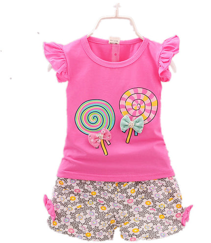 Girls Cartoon Two-Piece Children's Clothing Cotton Girls Issued On Behalf Of