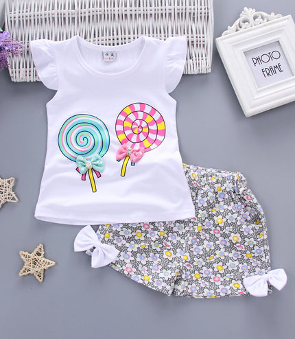 Girls Cartoon Two-Piece Children's Clothing Cotton Girls Issued On Behalf Of