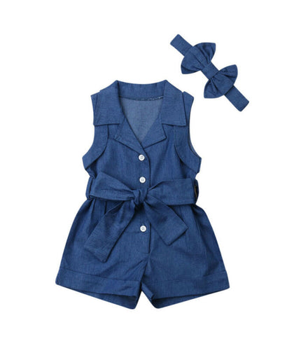 Pudcoco Kids Baby Girl Clothes Sleeveless Romper Denim