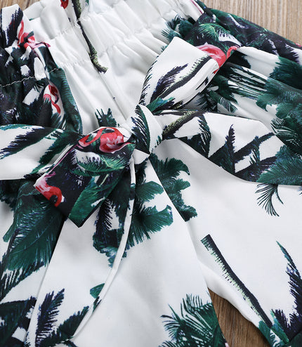 Maple flamingo print ruffled children's clothing
