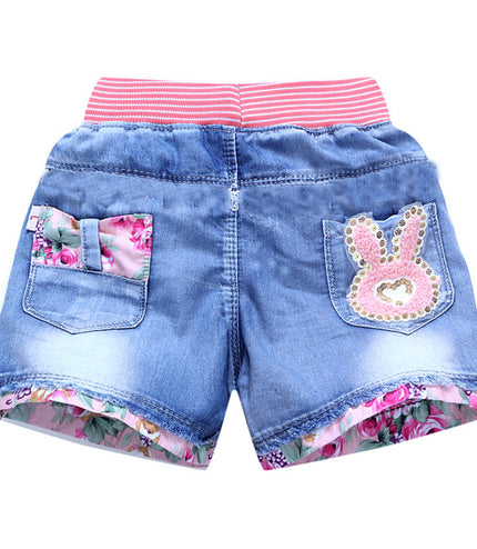 Sand Washed Denim Girls Shorts Girls Baby Outer Wear Thin Section