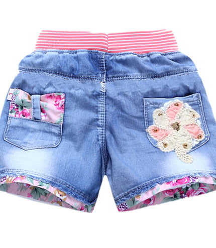 Sand Washed Denim Girls Shorts Girls Baby Outer Wear Thin Section