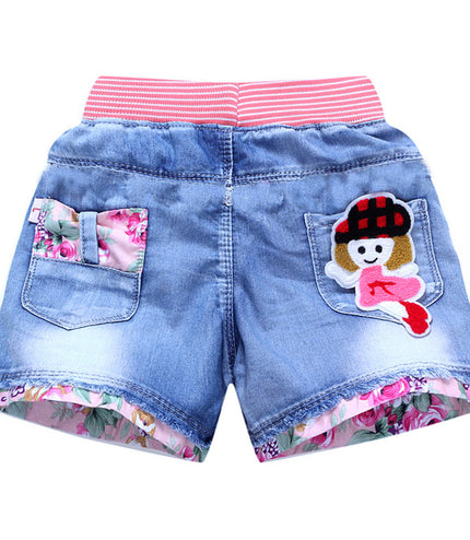 Sand Washed Denim Girls Shorts Girls Baby Outer Wear Thin Section