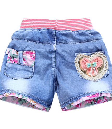 Sand Washed Denim Girls Shorts Girls Baby Outer Wear Thin Section