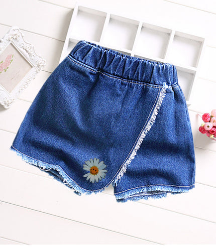 Sand Washed Denim Girls Shorts Girls Baby Outer Wear Thin Section