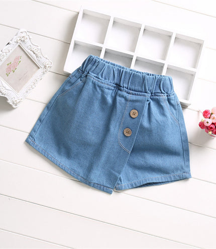 Sand Washed Denim Girls Shorts Girls Baby Outer Wear Thin Section