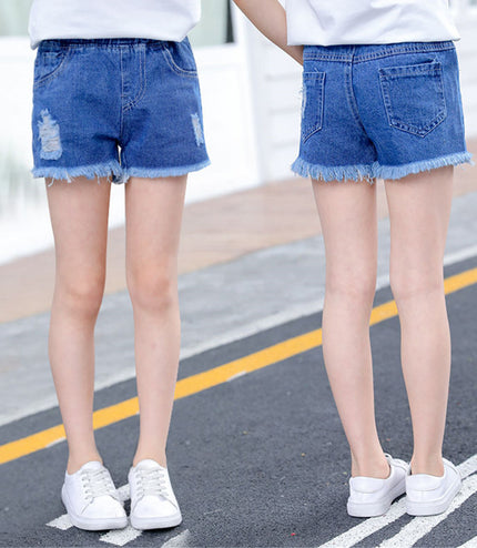 Sand Washed Denim Girls Shorts Girls Baby Outer Wear Thin Section