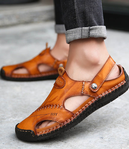 Men's Closed Toe Sandals Summer Adjustable Slides Slippers Fashion Beach Shoes