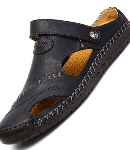 Men's Closed Toe Sandals Summer Adjustable Slides Slippers Fashion Beach Shoes