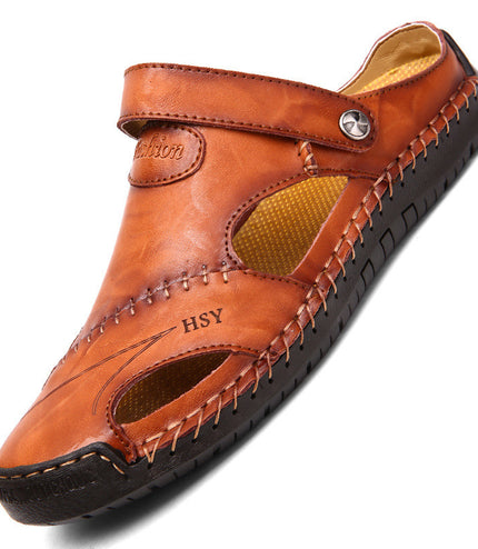 Men's Closed Toe Sandals Summer Adjustable Slides Slippers Fashion Beach Shoes