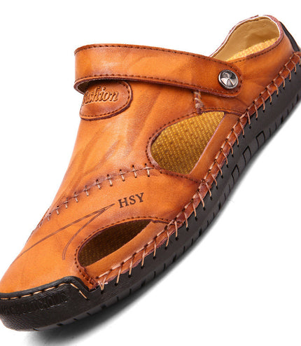 Men's Closed Toe Sandals Summer Adjustable Slides Slippers Fashion Beach Shoes