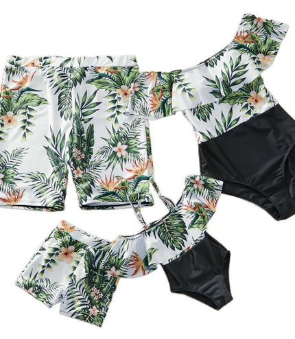 Foreign Trade Family Wear Cross-Border Nylon Printing European And American Parent-Child Swimsuits Baby Boys Girls Men'S And Women'S Clothing Yy0008