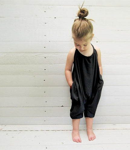 New Fashion Kids Baby Girls Strap Cotton Romper Toddler Sling Jumpsuit Harem Trousers Lace Up Sport Casual Loose Summer Clothes