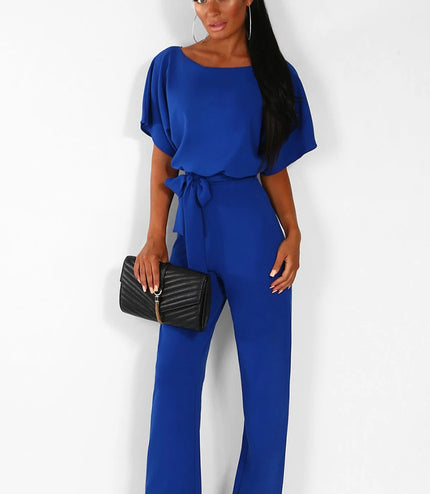 Button short sleeve women's jumpsuit