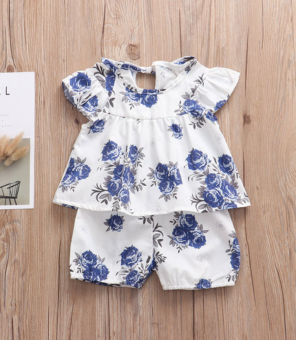 Baby flower top small shorts suit