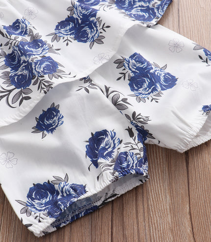 Baby flower top small shorts suit