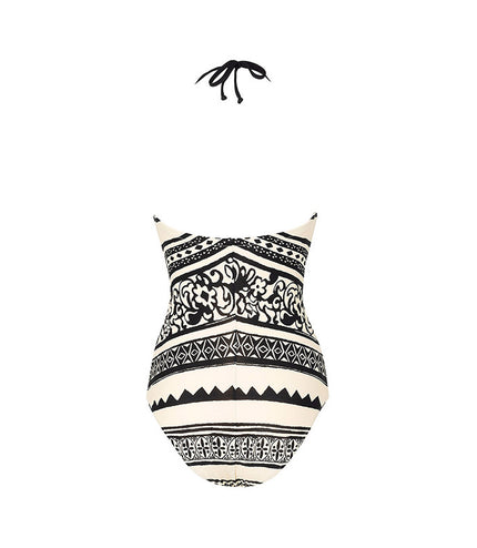 Ethnic Style Halter One-piece Swimsuit Women's Long-sleeved Blouse Suit
