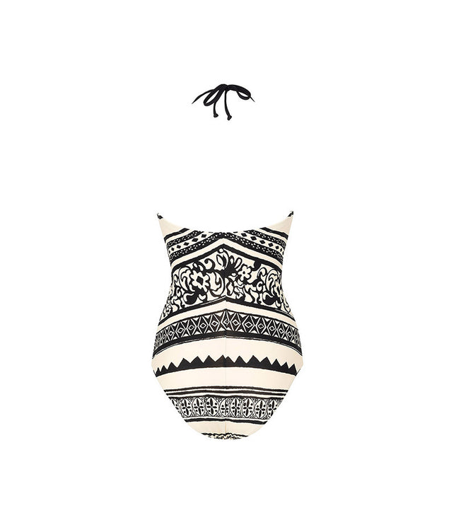 Ethnic Style Halter One-piece Swimsuit Women's Long-sleeved Blouse Suit