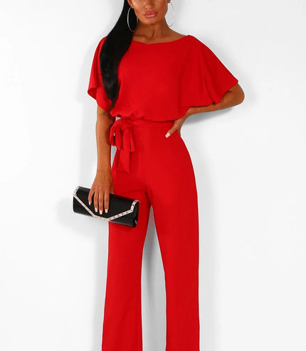 Button short sleeve women's jumpsuit