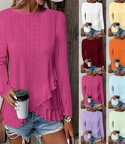 Casual Solid Color Long Sleeve Round Neck